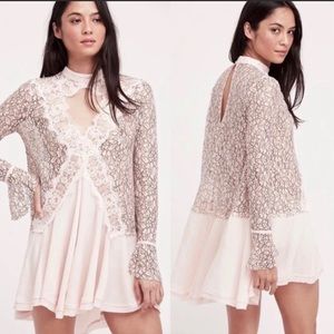 Free People Tell Tale Lace Tunic Dress
Keyhole Long Sleeve Bohemian Boho Pink